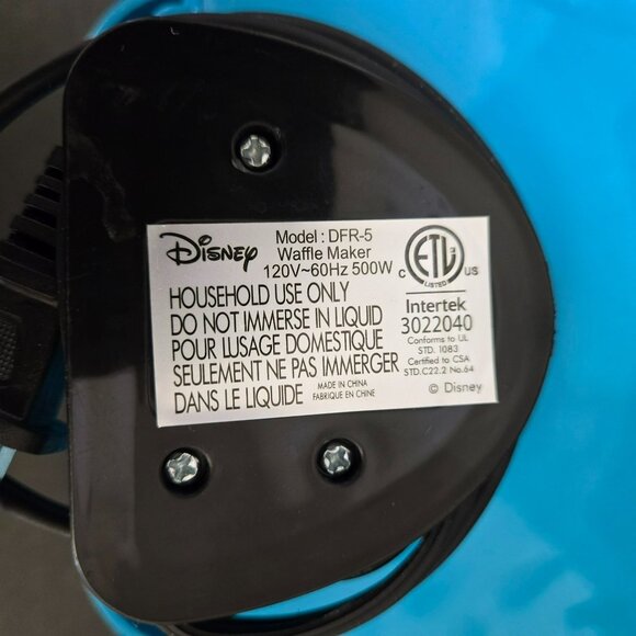 Disney Frozen Elsa Anna Blue Waffle Maker Nonstick Latching Handle DFR-5 - Picture 10 of 11